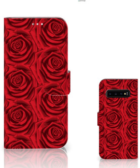 B2Ctelecom Samsung Galaxy S10 Plus Book Case Hoesje Red Roses