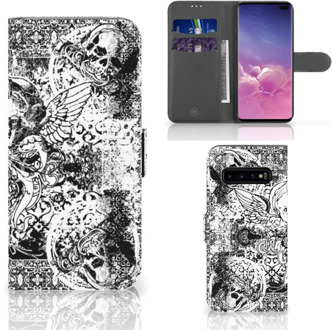 B2Ctelecom Samsung Galaxy S10 Plus Book Case Hoesje Skulls Angel