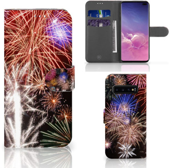 B2Ctelecom Samsung Galaxy S10 Plus Book Case Hoesje Vuurwerk