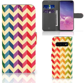 B2Ctelecom Samsung Galaxy S10 Plus Book Case Hoesje Zigzag Color