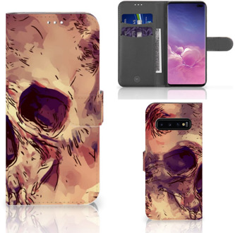 B2Ctelecom Samsung Galaxy S10 Plus Book Case Skullhead