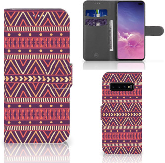 B2Ctelecom Samsung Galaxy S10 Plus Bookcover hoesje Aztec Purple