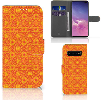 B2Ctelecom Samsung Galaxy S10 Plus Bookcover hoesje Batik Orange