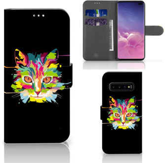 B2Ctelecom Samsung Galaxy S10 Plus Bookcover hoesje Cat Color