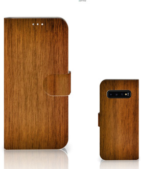 B2Ctelecom Samsung Galaxy S10 Plus Bookcover hoesje Donker Hout