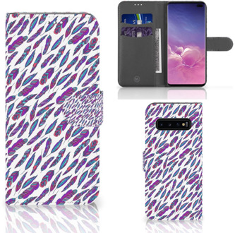 B2Ctelecom Samsung Galaxy S10 Plus Bookcover hoesje Feathers Color