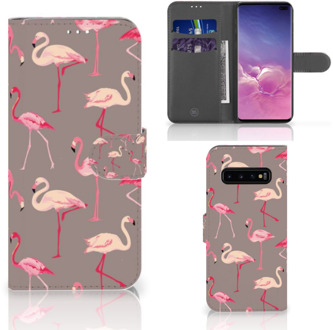 B2Ctelecom Samsung Galaxy S10 Plus Bookcover hoesje Flamingo