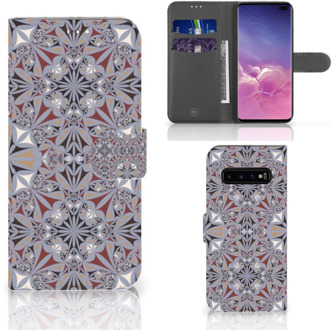 B2Ctelecom Samsung Galaxy S10 Plus Bookcover hoesje Flower Tiles