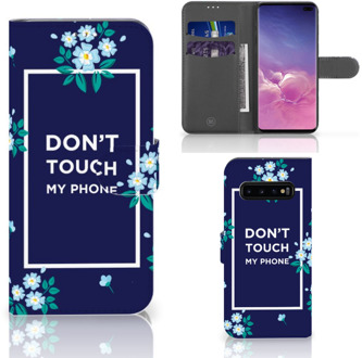 B2Ctelecom Samsung Galaxy S10 Plus Bookcover hoesje Flowers Blue DTMP