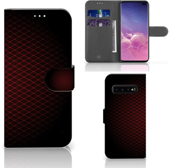 B2Ctelecom Samsung Galaxy S10 Plus Bookcover hoesje Geruit Rood