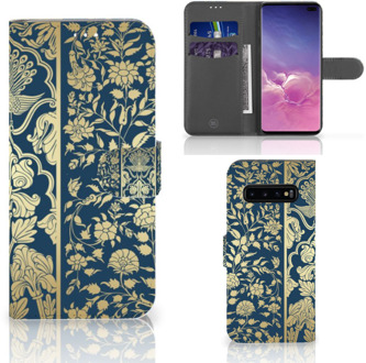 B2Ctelecom Samsung Galaxy S10 Plus Bookcover hoesje Golden Flowers