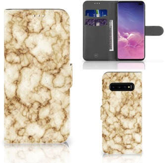 B2Ctelecom Samsung Galaxy S10 Plus Bookcover hoesje Marmer Goud