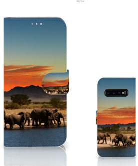 B2Ctelecom Samsung Galaxy S10 Plus Bookcover hoesje Olifanten