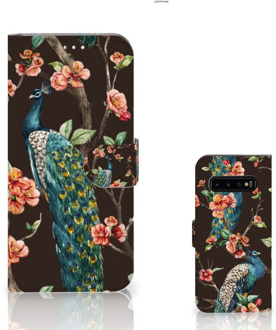 B2Ctelecom Samsung Galaxy S10 Plus Bookcover hoesje Pauw met Bloemen