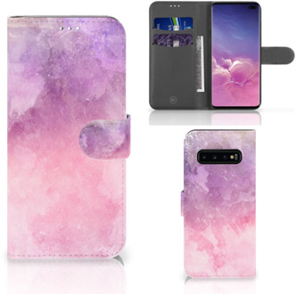 B2Ctelecom Samsung Galaxy S10 Plus Bookcover hoesje Pink Purple Paint