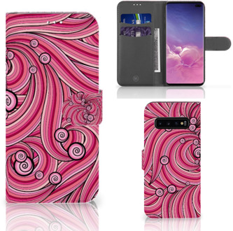 B2Ctelecom Samsung Galaxy S10 Plus Bookcover hoesje Swirl Pink