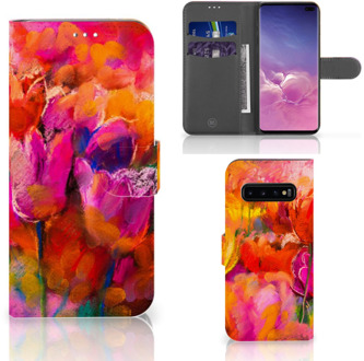 B2Ctelecom Samsung Galaxy S10 Plus Bookcover hoesje Tulpen