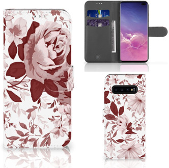 B2Ctelecom Samsung Galaxy S10 Plus Bookcover hoesje Watercolor Flowers