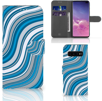 B2Ctelecom Samsung Galaxy S10 Plus Bookcover hoesje Waves Blue