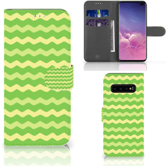 B2Ctelecom Samsung Galaxy S10 Plus Bookcover hoesje Waves Green