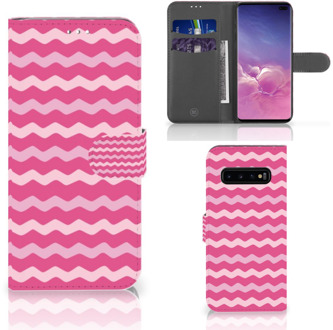 B2Ctelecom Samsung Galaxy S10 Plus Bookcover hoesje Waves Pink