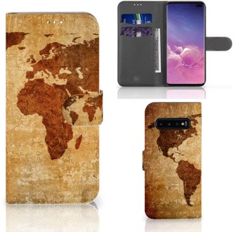 B2Ctelecom Samsung Galaxy S10 Plus Bookcover hoesje Wereldkaart