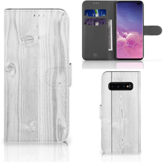 B2Ctelecom Samsung Galaxy S10 Plus Bookcover hoesje White Wood