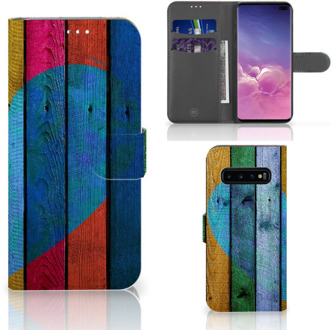 B2Ctelecom Samsung Galaxy S10 Plus Bookcover hoesje Wood Heart