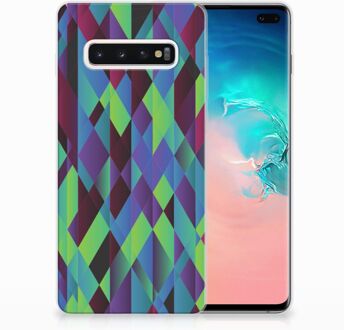 B2Ctelecom Samsung Galaxy S10 Plus TPU Hoesje Design Abstract Green Blue