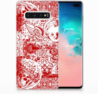 B2Ctelecom Samsung Galaxy S10 Plus TPU Hoesje Design Angel Skull Red