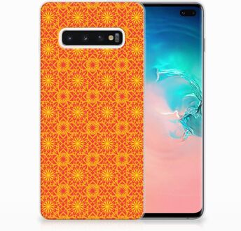 B2Ctelecom Samsung Galaxy S10 Plus TPU Hoesje Design Batik Orange