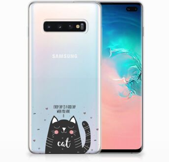 B2Ctelecom Samsung Galaxy S10 Plus TPU Hoesje Design Cat Good Day