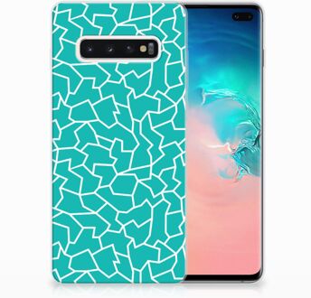 B2Ctelecom Samsung Galaxy S10 Plus TPU Hoesje Design Cracks Blue