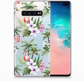 B2Ctelecom Samsung Galaxy S10 Plus TPU Hoesje Design Flamingo Palms