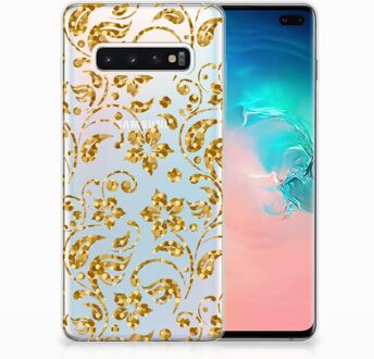 B2Ctelecom Samsung Galaxy S10 Plus TPU Hoesje Design Gouden Bloemen