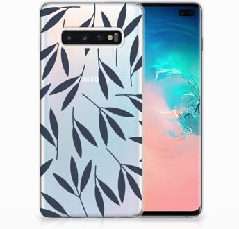 B2Ctelecom Samsung Galaxy S10 Plus TPU Hoesje Design Leaves Blue