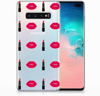 B2Ctelecom Samsung Galaxy S10 Plus TPU Hoesje Design Lipstick Kiss