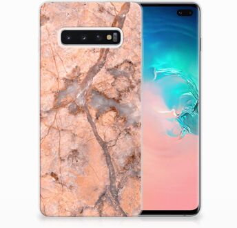 B2Ctelecom Samsung Galaxy S10 Plus TPU Hoesje Design Marmer Oranje