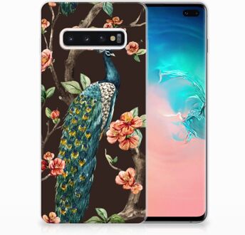 B2Ctelecom Samsung Galaxy S10 Plus TPU Hoesje Design Pauw met Bloemen