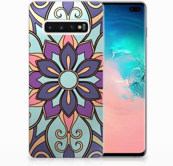 B2Ctelecom Samsung Galaxy S10 Plus TPU Hoesje Design Purple Flower