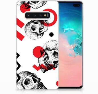 B2Ctelecom Samsung Galaxy S10 Plus TPU Hoesje Design Skull Red