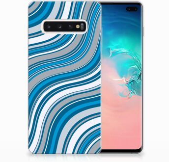 B2Ctelecom Samsung Galaxy S10 Plus TPU Hoesje Design Waves Blue