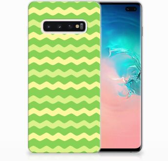 B2Ctelecom Samsung Galaxy S10 Plus TPU Hoesje Design Waves Green