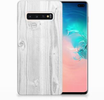 B2Ctelecom Samsung Galaxy S10 Plus TPU Hoesje Design White Wood