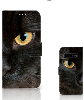 B2Ctelecom Samsung Galaxy S10 Plus Uniek Bookcase Hoesje Zwarte Kat