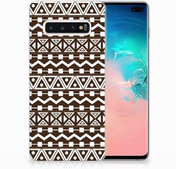 B2Ctelecom Samsung Galaxy S10 Plus Uniek TPU Hoesje Aztec Brown