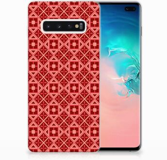 B2Ctelecom Samsung Galaxy S10 Plus Uniek TPU Hoesje Batik Red