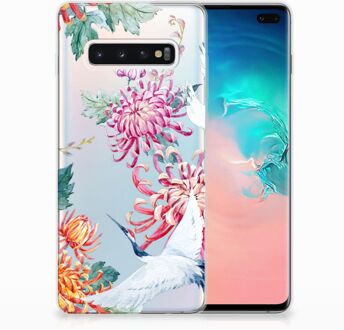 B2Ctelecom Samsung Galaxy S10 Plus Uniek TPU Hoesje Bird Flowers