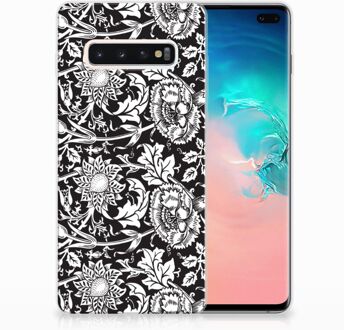 B2Ctelecom Samsung Galaxy S10 Plus Uniek TPU Hoesje Black Flowers