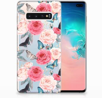 B2Ctelecom Samsung Galaxy S10 Plus Uniek TPU Hoesje Butterfly Roses